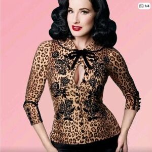 ISO: Wheels and Dollbaby Dita von Teese Cardigan in Leopard Print